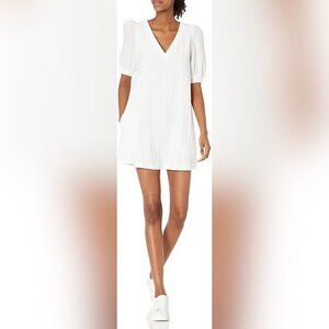 bb dakota steve madden fields of gold textured gauze shift dress in bright white